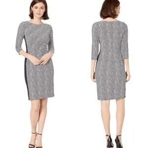 Lauren Ralph Lauren Black Geo Stretch Jersey Sheath Dress Size 10